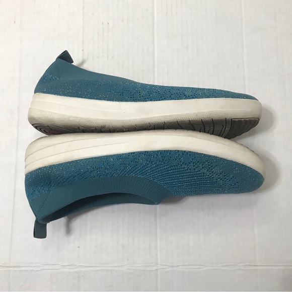 Fitflop Metallic Teal Uberknit Slip On Shoes Flats Size 9 - Picture 6 of 8